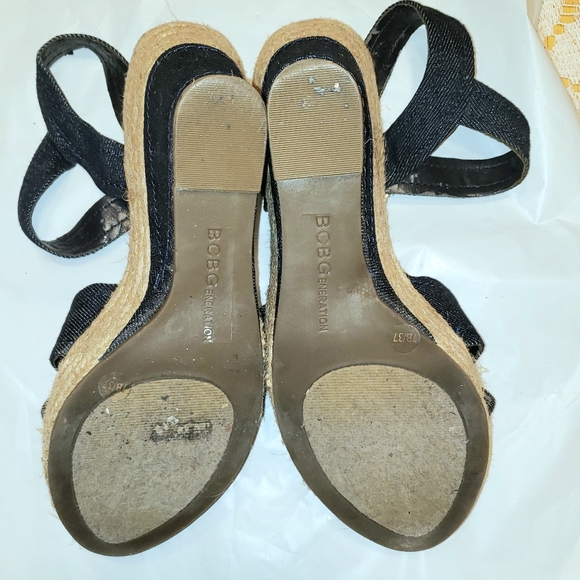 BCBG denim platform wedge espadrilles size 7 - Picture 5 of 6